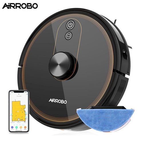 AIRROBO T9 Aspirateur Robot 3000Pa, 2 en 1 Robot Aspirateur Laveur, Navigation Laser Intelligente, WiFi & Alexa & App Connect, Auto-Chargement, 5200mAh Idéal pour Poils d'animaux, Tapis