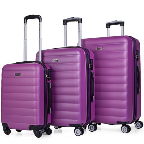 Set De 3 Valises De Voyage Rigides 4 Roues Trolley ABS. Extensibles Résistantes Et Légères. Poignée 2 Anses Et Cadenas. Petite Moyenne Et Grande. 71200