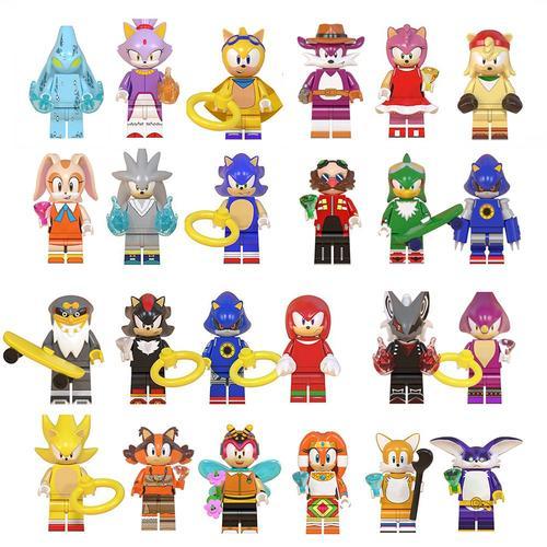 24 Pièces Super Sonique Super Sonic Minifigures Amy Rose Ray Storm Shadow Action Figures Building Blocks Toys