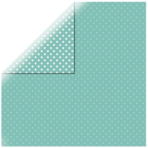 Papier Scrapbooking "Dotsetstripes", Jade, 30,5x30,5cm, 180g / M² - Lot De 25 Feuilles