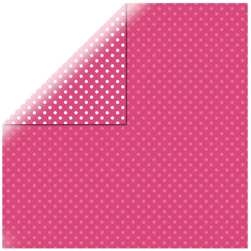Papier Scrapbooking "Dotsetstripes", Rose Oeillet, 30,5x30,5cm, 180g / M² - Lot De 25 Feuilles