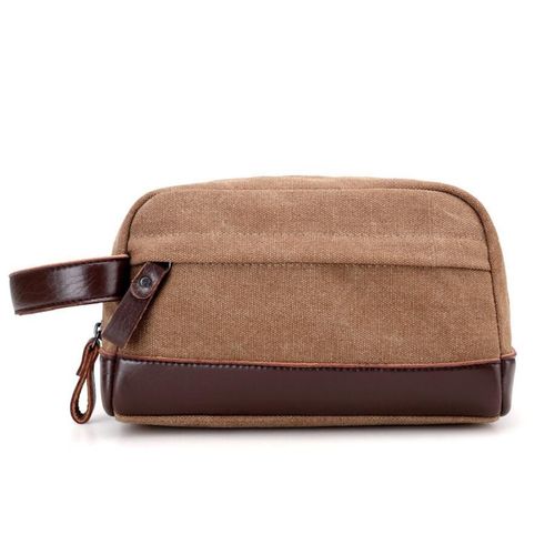 Sac de toilette classique de tissu et de cuir