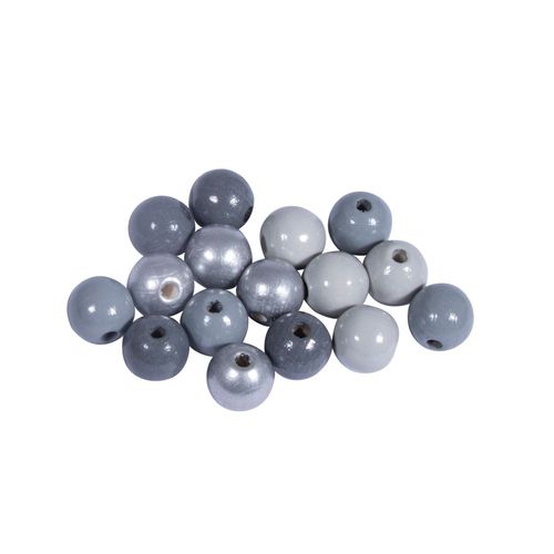 Assort. Perles En Bois , Fsc 100%, 10mm, Tons Gris - Argent , Polies, 52 Pces