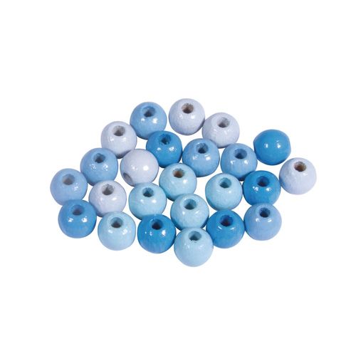 Assort. Perles En Bois , Fsc 100%, 6mm , Tons Bleu Clair, Polies, 116 Pces