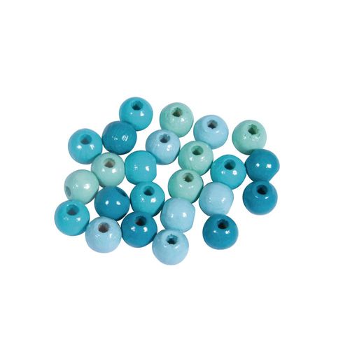 Assort. Perles En Bois , Fsc 100%, 6mm , Tons Turquoises, Polies, 116 Pces