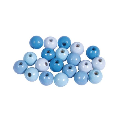 Assort. Perles En Bois , Fsc 100%, 8mm , Tons Bleu Clair, Polies, 84 Pces