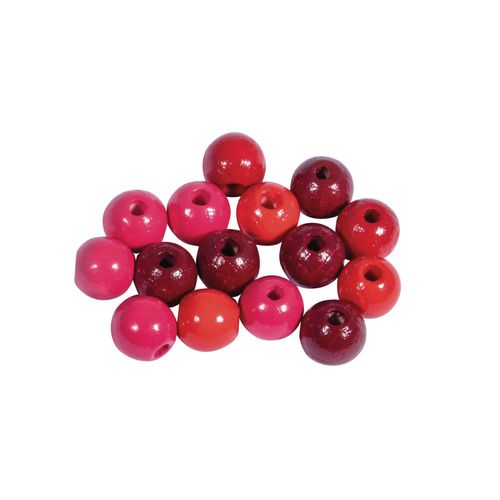 Assort. Perles En Bois , Fsc 100%, 8mm , Tons Rouges, Polies, 84 Pces