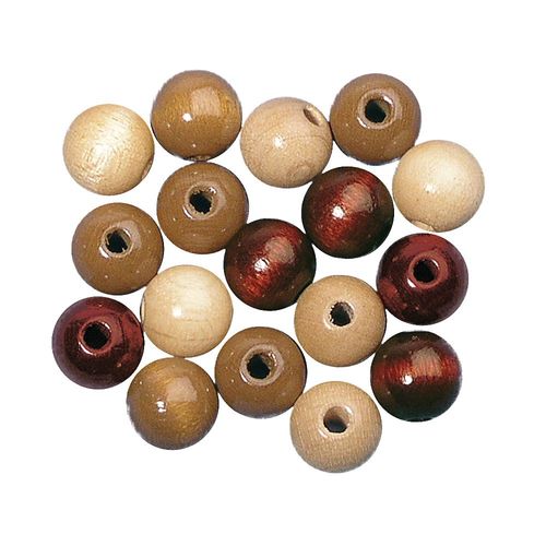 Assort. Perles En Bois Fsc 100%, 12mm Ø, Tons Bruns, 32 Pièces