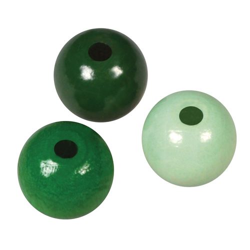 Assort. Perles En Bois Fsc 100%, 8mm Ø, Tons Verts, Polies, 82 Pièces