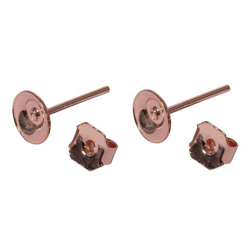 Boucles D'oreille Av. Platine, 6mm Ø, Or Rose, 4 Pces