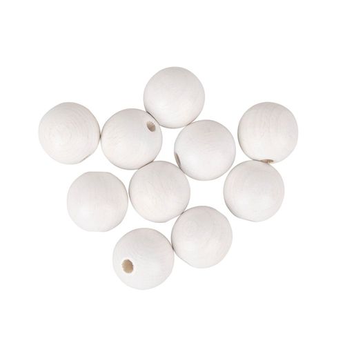 Boules Bois Percées Fsc 100%,Mat, Ø 25mm, Blanc, 6 Pces