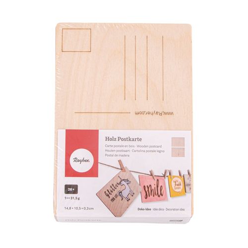 Carte Postale En Bois, Fsc100%, Nature, 14,8x10,5x0,3cm, 26 Pces