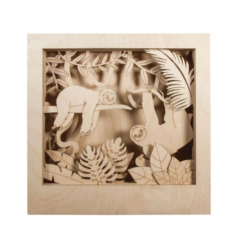 Kit Bois, Cadre Mot.3d Paresseux,Fsc100%, Nature, 24x24x6,5cm, 11 Parties, Boîte 1kit