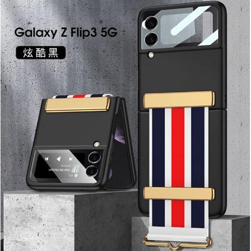 Coque Samsung Galaxy Z Flip 3 5g Avec Sangle Doux Fine-Noir