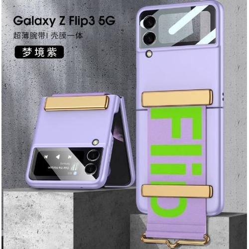 Coque Samsung Galaxy Z Flip 3 5g Avec Sangle Doux Fine-Mauve