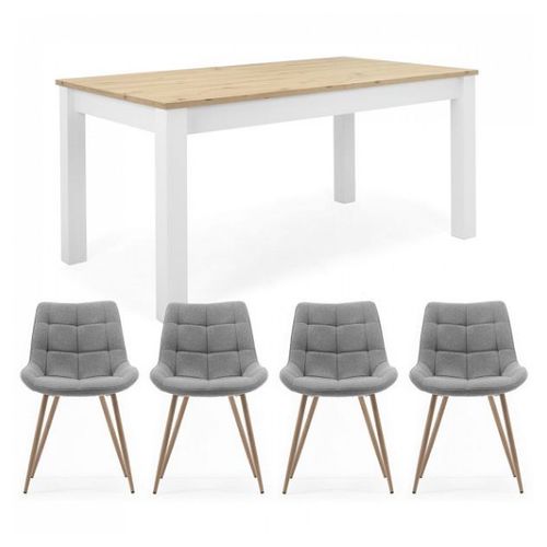 Table Manger Extensible Avec 4 Chaises Blanc