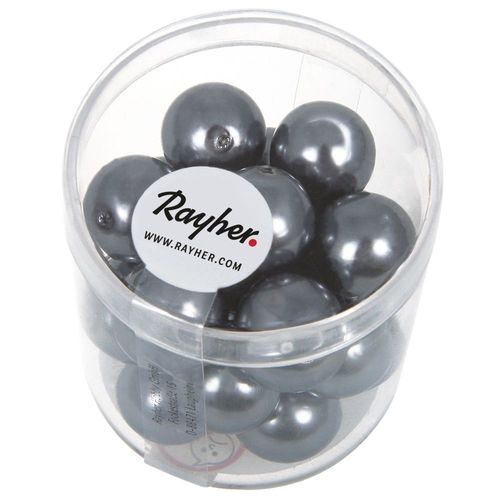 Renaissance Perles En Verre , 12mm Ø, Anthracite, Boîte 21 Pces