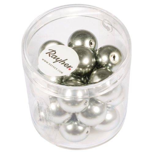 Renaissance Perles En Verre , 12mm Ø, Argent Ancien, Boîte 21 Pces