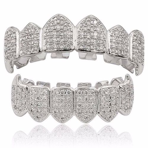 Dents Plaquées En Argent De Haute Qualité, Grillz À Bouche En Argent