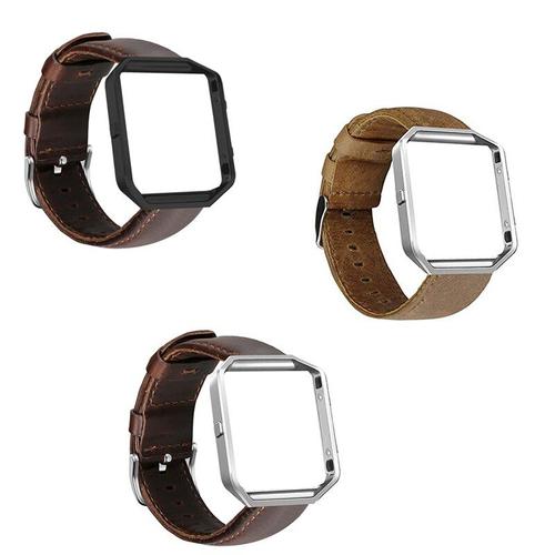 Bracelet De Montre En Cuir Véritable Avec Boucle En Acier, Pour Fitbit Blaze