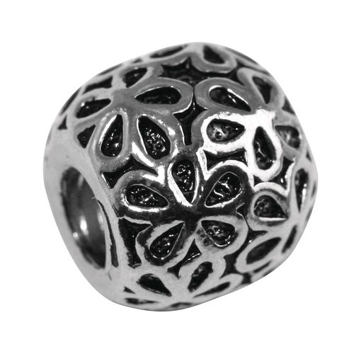 Perle En Métal, 11mm Ø, Argent Ancien, Grand Trou 4mm Ø, 3 Pces