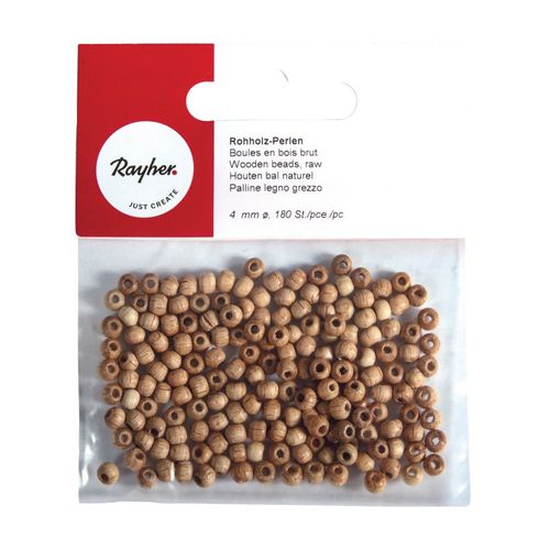 Perles En Bois Brut 4mm Ø, 180 Pces