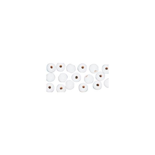 Perles En Bois Fsc 100%, Polies, 10mm Ø, Blanc, 52 Pièces