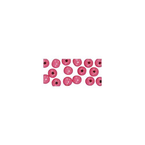 Perles En Bois Fsc 100%, Polies, 10mm Ø, Rose Foncé, 52 Pièces