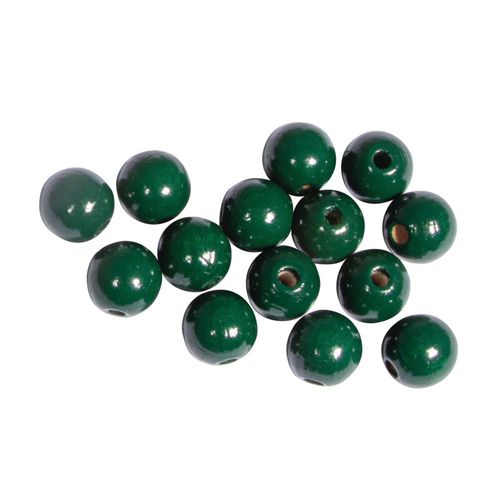 Perles En Bois Fsc 100%, Polies, 10mm Ø, Vert Moyen, 52 Pièces