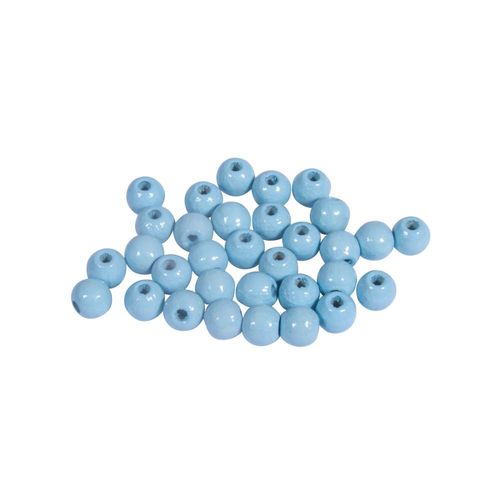 Perles En Bois Fsc 100%, Polies, 6mm Ø, Bleu Pastel, 115 Pièces