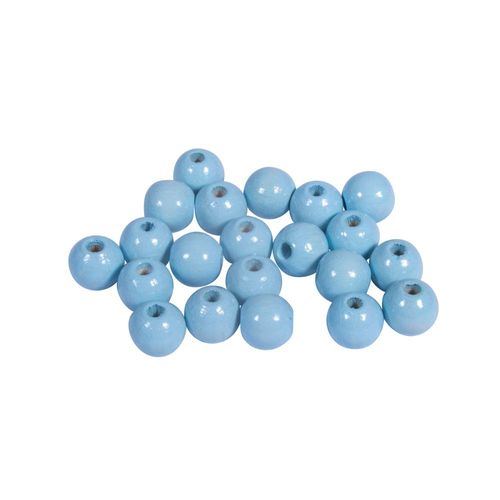 Perles En Bois Fsc 100%, Polies, 8mm Ø, Bleu Pastel , 82 Pièces
