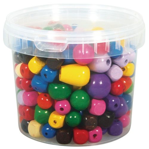 Perles En Bois Multicolores, 16 - 25 Mm Ø, Boîte 350 G