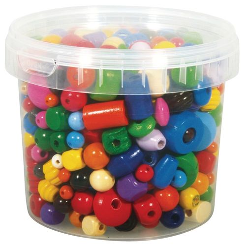 Perles En Bois Multicolores, 4 - 16 Mm Ø, Boîte 380 G