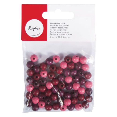Perles En Bois, Mates 8mm Ø, Teintes Rouges, 65 Pces
