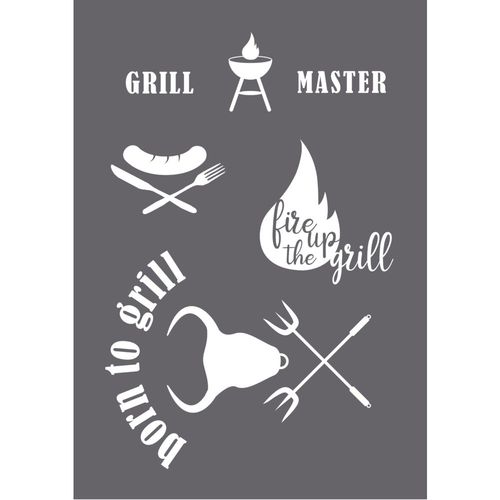 Pochoir De Sérigraphie "Grill Master" A4, 1 Pochoir+1 Spatule,