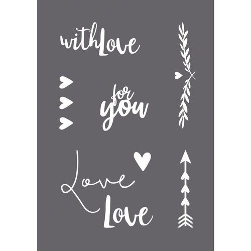 Pochoir De Sérigraphie "With Love" A5, 1 Pochoir+1 Spatule,