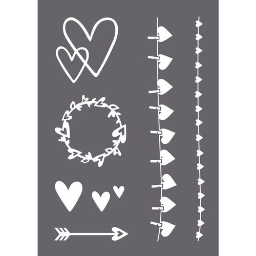 Pochoir De Sérigraphie Coeur A4, 1 Pochoir+1 Spatule,