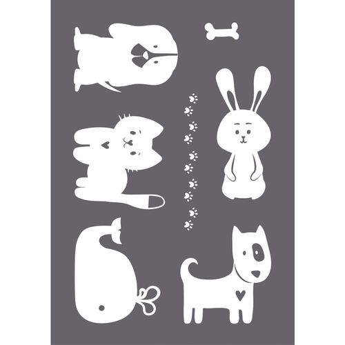 Pochoir De Sérigraphie Happy Animals A4, 1 Pochoir+1 Spatule,