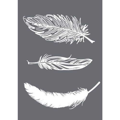 Pochoir De Sérigraphie Plumes, A5, 1 Pochoir + Spatule, 1 Pce.