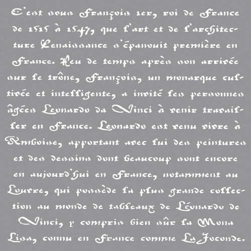 Pochoir Ecriture Française, 30,5x30,5cm, 1 Pce