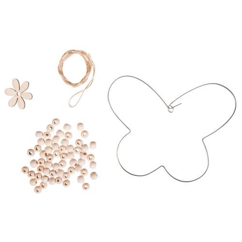 Kit: Papillen En Fil Av.Perles En Bois, 17,5x13cm, À Suspendre,