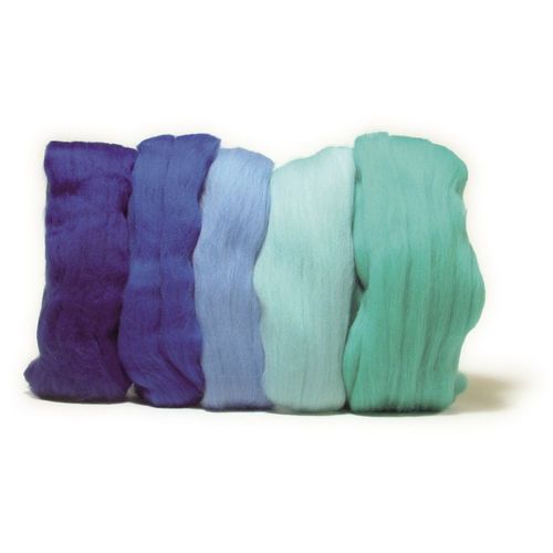 Laine Cardée Mérino, Extra Fine, Teintes Bleues, 18 Mic, 5 Couleurs À 10g