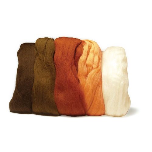 Laine Cardée Mérino, Extra Fine, Teintes Brunes, 18 Mic, 5 Couleurs À 10g