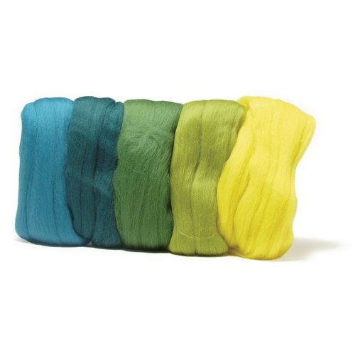 Laine Cardée Mérino, Extra Fine, Teintes Vertes, 18 Mic, 5 Couleurs À 10g