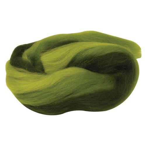 Laine Cardée Mérino, Multicolor,Écheveau, Teintes Vertes, 21 Mic, 50 G