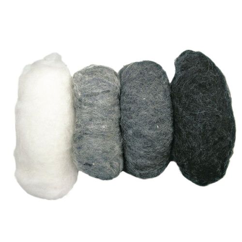 Laine Vierge / Toison, Mouchetée, Teintes Grises, 4couleurs À 25g