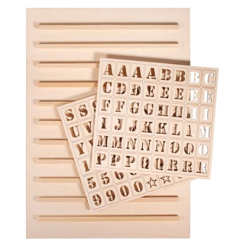 Letterboard En Bois, Fsc Mix Credit, Nature, 30x42cm, Y Compris 96 Lettres, 1kit