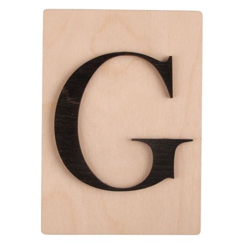 Lettre En Bois G, Fsc Mixed Credit, Noir, 10,5x14,8cm