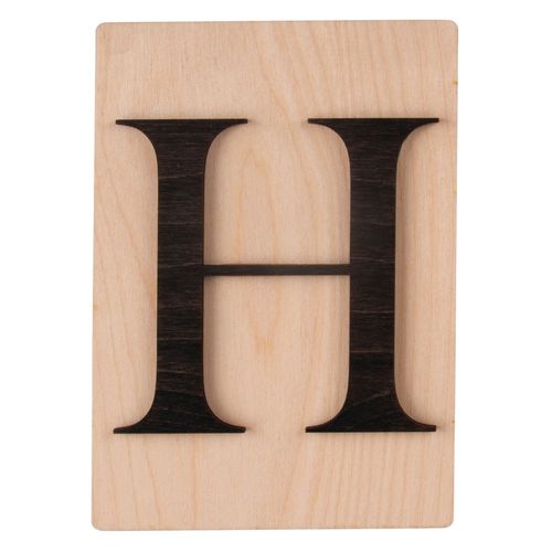 Lettre En Bois H, Fsc Mixed Credit, Noir, 10,5x14,8cm
