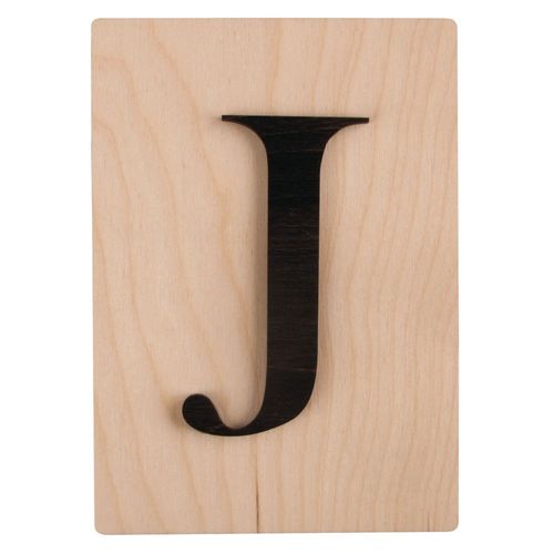 Lettre En Bois J, Fsc Mixed Credit, Noir, 10,5x14,8cm